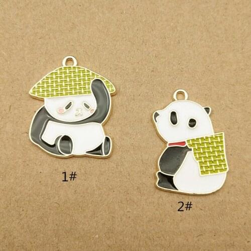 10pcs cute panda charm enamel charm for jewelry making fashion earring pendant bracelet necklace charm