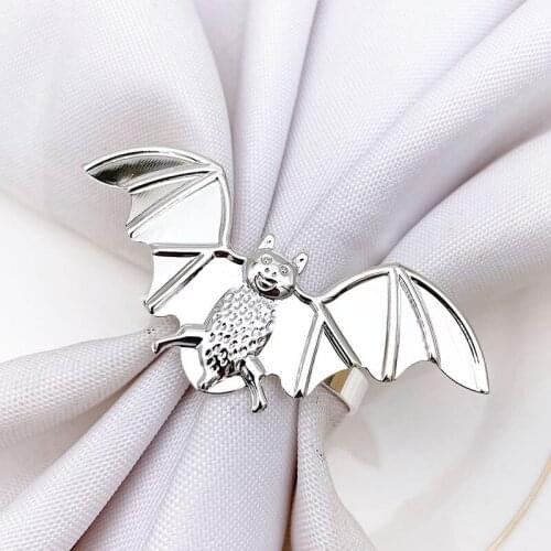 10pcs/lot New Halloween black bat napkin ring metal napkin buckle suitable for holiday party table decoration