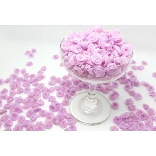 100 Pieces Purple Chiffon Rose Flower Buds|Ombre Color|Flower Applique|Fabric Flower|Baby Doll|Craft Bow|Accessories