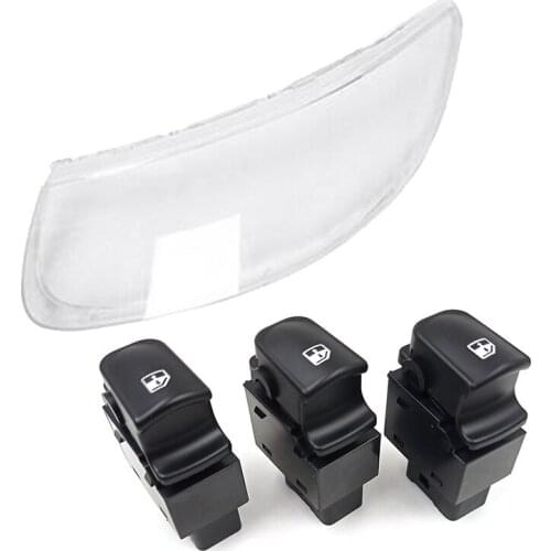 2 Set Car Accessories: 1 Pcs Car Clear Lens Shell Cover Front Headlight Cover & 1 Set Power Window Switch Buttons