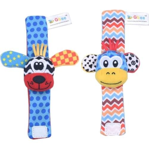 2Pcs Baby Toys 0-12 Months Baby Plush Rattles Cartoon Animal Wrist Strap Infant Soft Handbells Plush Toy For Newborn Baby