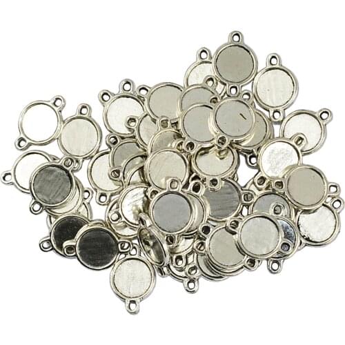 50 Pieces 10mm Double Sided Round Cameo Cabochon Pendant Setting Blanks Trays