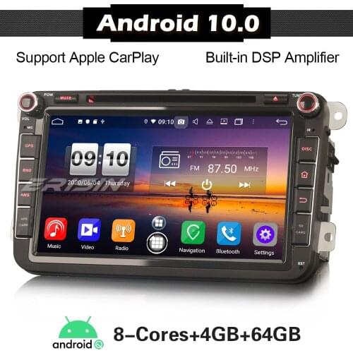 8715 Erisin Android 10.0 Autoradio Car Stereo Radio GPS Navi for VW Golf 5 6 Touran T5 Seat DAB+ DSP Carplay OBD DVB 8-Core PX5