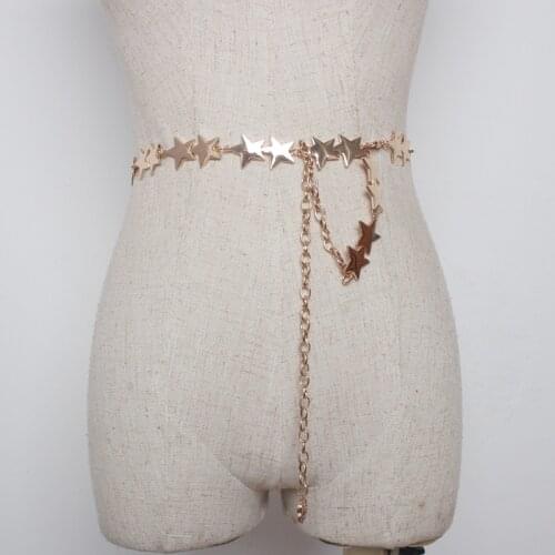 Stars Waist Chain Gold Silver Fashion Ladies 106*2.2CM Metal Simple Korean Style All-match High Quality Accessories Waist Belts