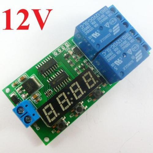 Dykb DC 5v/ 12V Digital Dual Programmable Relay Control Cycle Delay Timer Timing Switch LED Control motor motor forward reverse