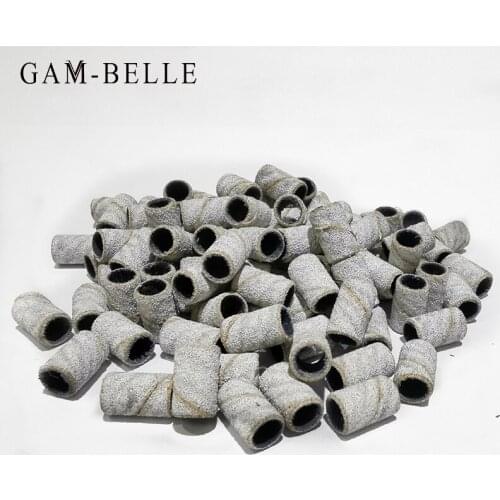 GAM-BELLE 100Pcs/set White Nail Art Sanding Bands Pedicure Tools Electric Nail Drill Accessories Foot Care Tools 80# 120# 240