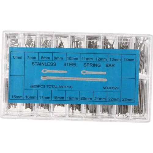 360Pcs 6-23mm Watch Band Bracelet Strap Link Pin Spring Cotter Bar Part Set