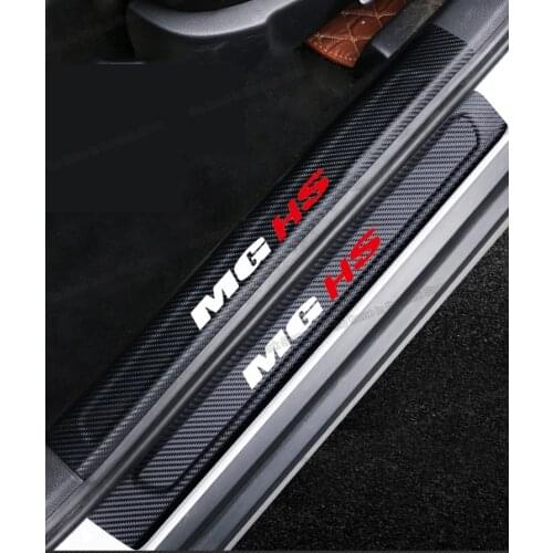 Carbon Fiber Leather Car Door Sill Threshold Cover Protector mat for Mg Hs 2018 2019 2020 2021 Accessories Auto Decoration 2022