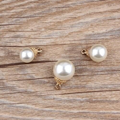 6,8,10,12,14MM Round imitation pearl Beads Charms Pendant For DIY Earrings Jewelry Making