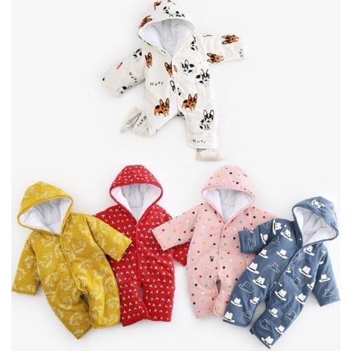 Lovely Toddler Baby Down Cotton Cartoon Rompers Newborn Baby clothes snow suit Winter Thick Warm Children Clothing
