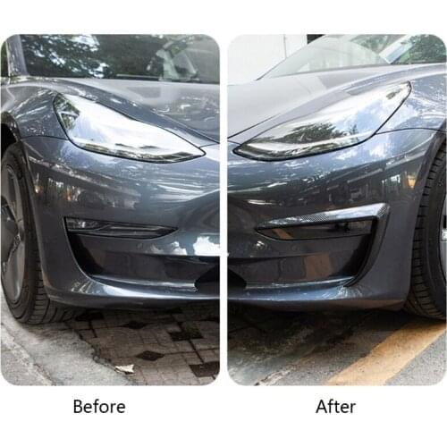 For Model 3 Car Interior Front Fog Lamp Frame Stickers Matte Carbon Fiber ABS Black White Blue Red A5KD