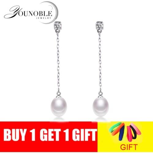 Real Natural Freshwater Pearl Earrings 925 Silver Women,wedding White Natural Dangle Drop Earrings Girl Birthday Gift