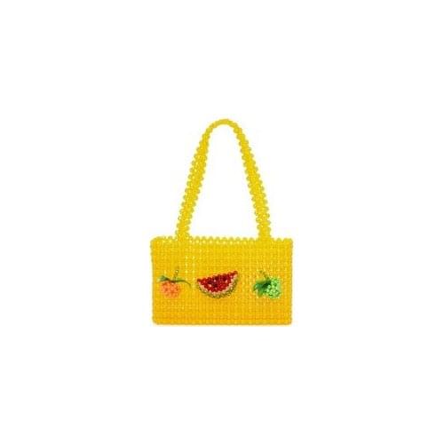 NEW pearls bag beaded fruit box totes bag women evening party handbag 2018 summer bags luxury brand yellow Fashion
