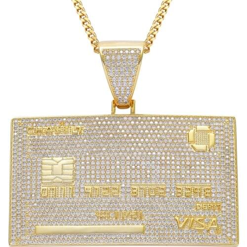 New VISA Card Pendant Necklace Solid Glossy Creative European And American Trendy Male Hip Hop Rap Accessories