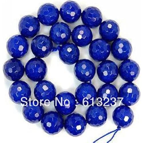 Newly faceted round blue 10mm classical stone jades chalcedony beautiful loose beads noble jewelry making 15 inch AAA MY5108
