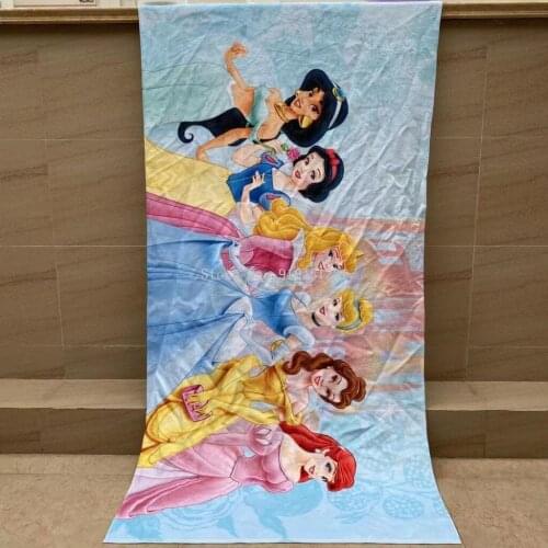 Disney Princess Jasmine Snow White Cinderella Bath Towel Cartoon Cotton Mermaid Belle Beach Throw Girls Kids Swimming Blanket