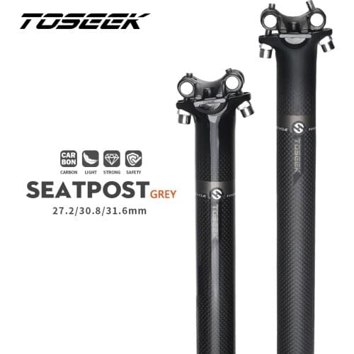 TOSEEK 3K Matte Full Carbon Fiber Bicycle Seatpost Superlight MTB Road Bike Cycling Seat Post Parts 27.2/30.8/31.6 x 350/400 MM
