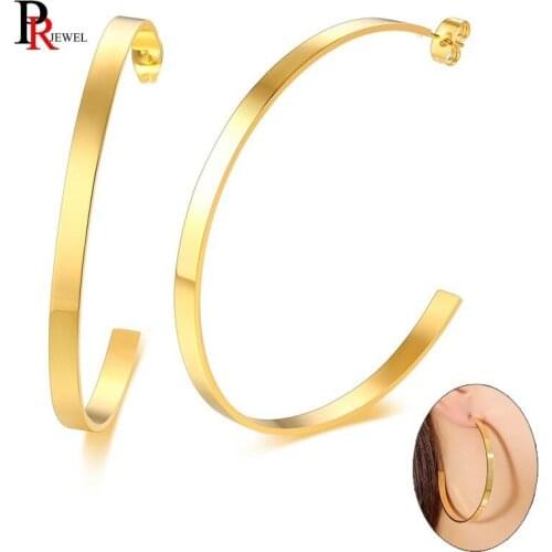 Simple Half Circle Hoop Earrings for Women Gold Tone Stainless Steel Female Girl brincos Makes Your Face Look Slim Jewelry