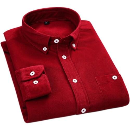 Corduroy Shirt For Men Quality Warm Autumn Winter Thick Regular Fit Daily Asian Size Fashion Simple Business Mens Casual Shirts