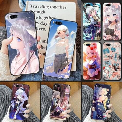 Genshin Impact Kamisato Ayaka Phone case For Xiaomi Mi Max Note 3 A2 A3 8 9 9T 10 Lite Pro Ultra black silicone cover pretty