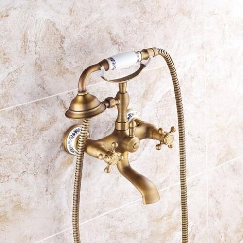 Shower Faucets Brass Bathroom Mixer Wall Mounted HandHeld Bathroom Sanitary Hand Shower Mixer Tap Sets HS0071Q