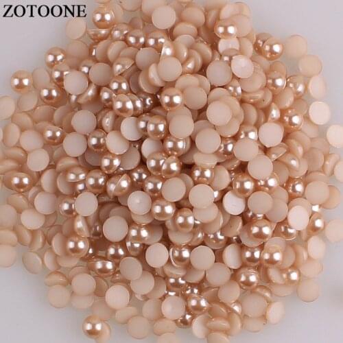ZOTOONE Flatback Coffee Imitation Pearl Beads ABS Plastic Half Round Pearls For Mobile DIY Rhinestone For Nail Art Decorations E