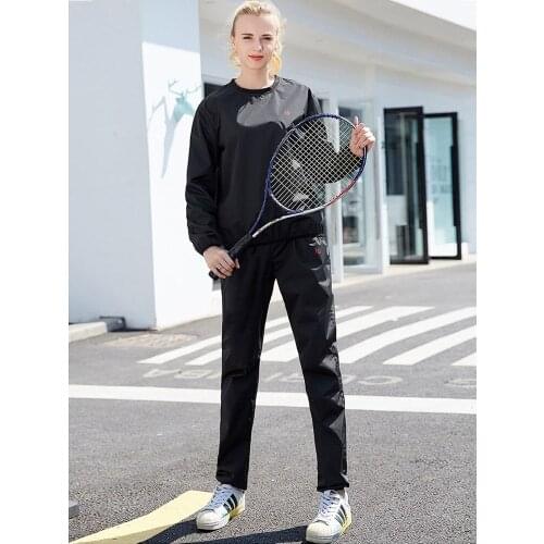 Womens Heavy Duty Sweat Suit Sauna Exercise Gym Suit Fitness, Weight Loss, Anti-Rip, Black Pull Over Work Out Suit