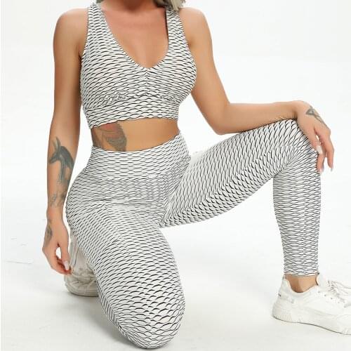 2pcs Sets Womens Tracksuits Sexy Crop Tops High Waist Leggings Booty Lifting Suit For Fitness Sport Sets Femme Gym Clothes