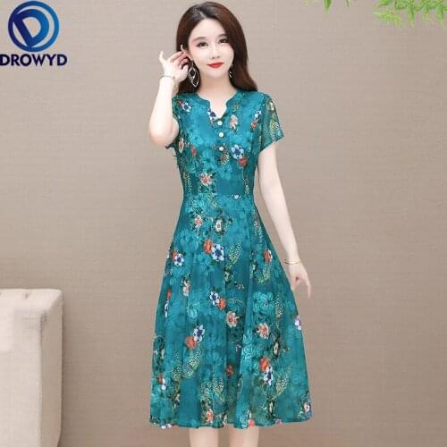 2021 Beach Green Print Midi Dress Women Summer Fashion Short Sleeve V-neck Bodycon Chiffon Dress Elegant Boho Sexy Party Vestido