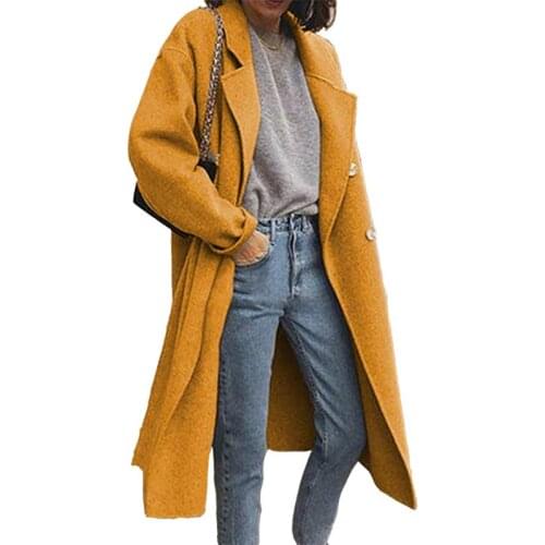 Winter Woolen Coat Women 2021 New Europe And America Plus Size 5XL Loose Top Yellow Pink Gray Fashion Casual Blends Jacket N1059