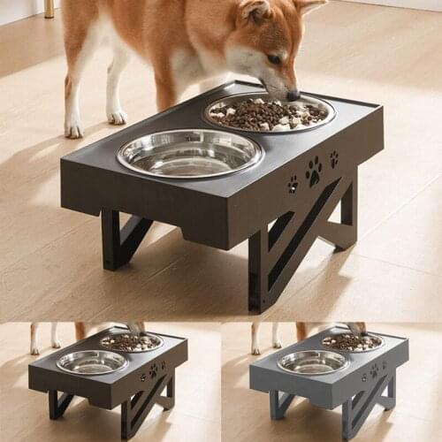 1PC Adjustable Heights Dogs Cats Double Non-Slip Bowl Food Water Feeding Collapsible Dish Bowls Removable Bowl Pet Supplies