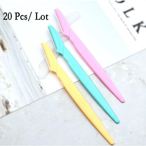 20Pcs Eyebrow Razor Eye Brow Trimmer Blades Makeup Shaver Knife Perfect Brows Shaping Tool Face Razor Hair Remover for Womens