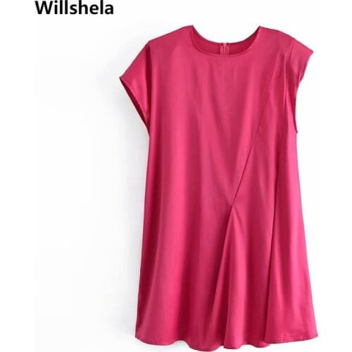 2021 Women Fashion Solid Back Zipper Mini Dress O-Neck One Shoulder Vintage Female Dresses Woman Robe