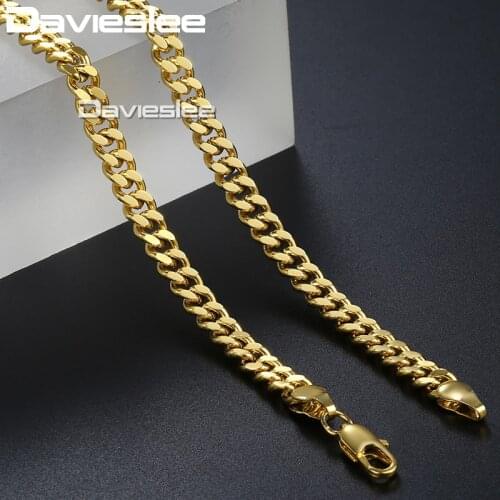 4mm Mens Gold Chain Cuban Link Necklace for Men Womens Gold Filled Jewelry Trendy Gift DLGN32