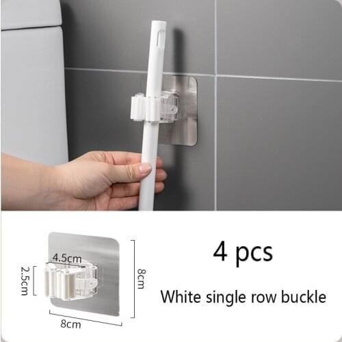 4pcs Adhesive Multi-Purpose Hooks Wall Mounted Mop Organizer Holder RackBrush Broom Hanger Hook Kitchen bathroom Strong Hooks