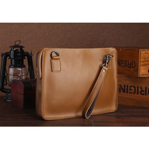 A4 file folders for documents padfolio with handle retro genuine leather briefcase handbag for macbook tablet bag holder 1366