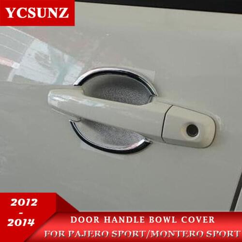 ABS chrome car door handle bowl cover For Mitsubishi Pajero Sport 2012 2013 2014 montero sport accessories side handle insert