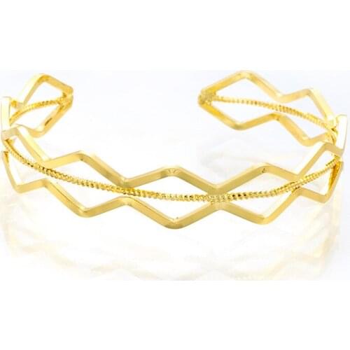 Cross Prismatic multi Layer Open Bangle carved Geometric Irregular Opening Jewelry Bangle for Women Girls Party