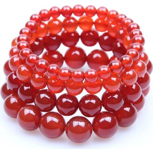Charm Natural Stone Beads 6mm 8mm 10mm 12mm Red Agat Beaded Bracelet for Women Man Stretch Yoga Jewelry Best Friend Gift