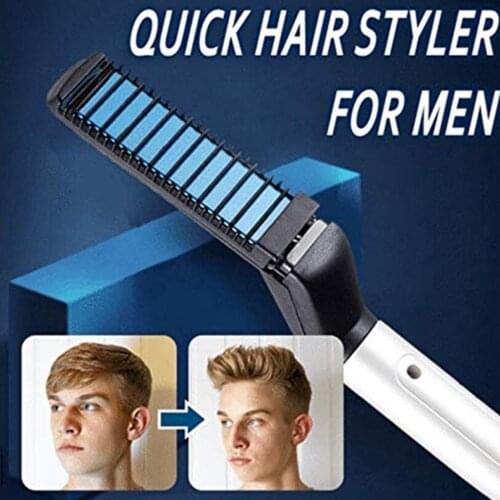 Men Quick Beard Straightener Hair Styler Styling Comb Curling Curler Tool Multifunctional Hair Comb Brush Beard Styling Tools