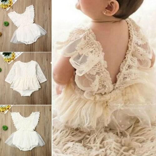 Princess Girl Tutu Romper Dress Newborn Baby Girl Flower Lace Romper Bodysuit Tutu Dress Outfit Clothes 0-24M