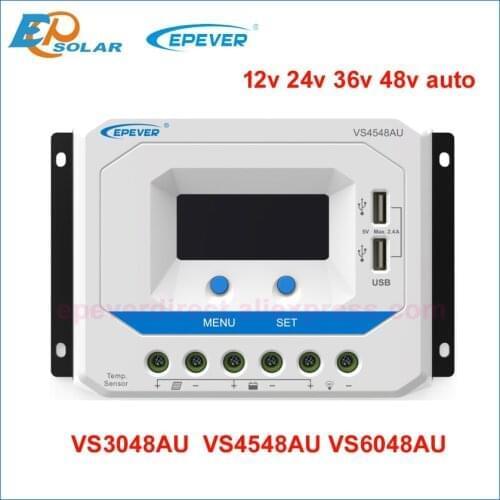 EPEVER 60A 45A 30A Solar Controller 12V 24V 36V 48V Auto VS6048AU VS4548AU VS3048AU PWM Charge Controller with LCD and USB 5V
