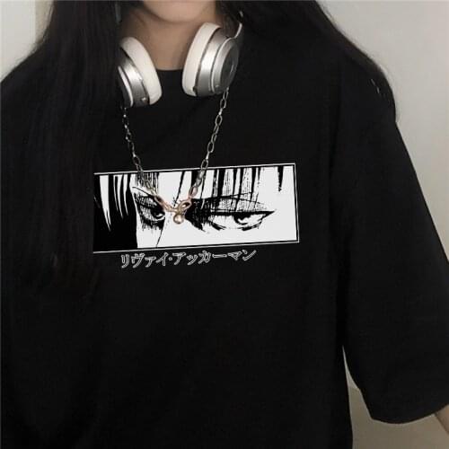 Attack On Titan Anime Manga Funny Cartoon Levi·Ackerman T-shirt Tee Female Harajuku Loose Tops Womens T Shirts Punk Clothes