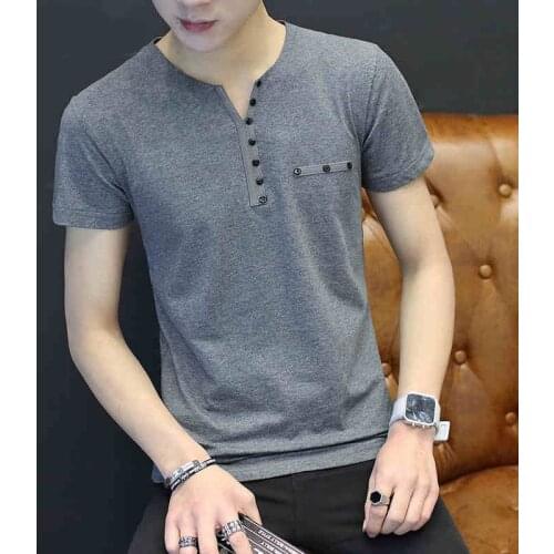 Large Short Sleeve T-shirt Mens Wear Pure-colour Youth O-neck Regular Solid Worsted Air-permeable T-shirts Workout Shirts