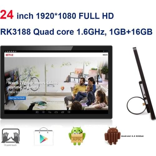 24 inch Android all in one pc,kiosk,smart TV 3-in-1 (Touch screen,RK3188 1.8GHz, Quad core 1GB DDR3 16GB, camera,VESA,Bluetooth)