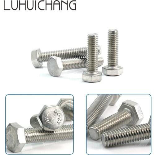 LUHUICHANG 5/20pcs External Hex Hexagon Head Screws with Full Thread M4 M5 M6 M8 304 Stainless Steel Hexagon Head Bolt DIN933