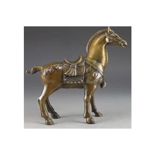 Copper Brass CHINESE crafts decor Asian Cobre Bronze artesanato 6.8 polegada/da China rare cobre antigo manual martelo cavalo