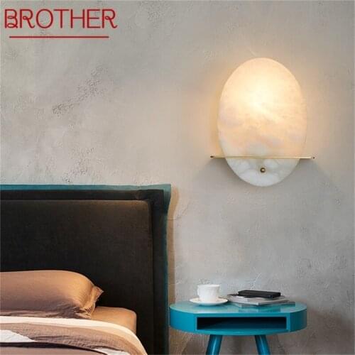 BROTHER Copper Indoor Sconce Wall Lamp Luxury Marble LED Light Balcony For Home Corridor Corridor Parlor