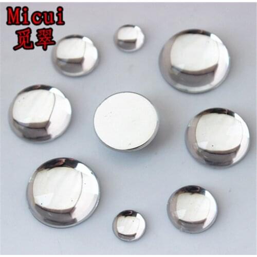 Micui 100PCS 8/12/16/18mm Clear Round Acrylic Rhinestones crystal Flatback For Clothes Dress Decorations Accessories ZZ579