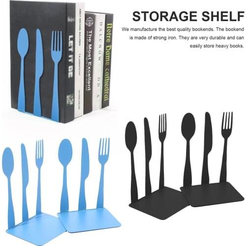 Fashion Bookends Knife And Spoon Fork-shaped Anti-slip Home Office Desktop Books Shelf Storage Organizer Decoration Rack Holder